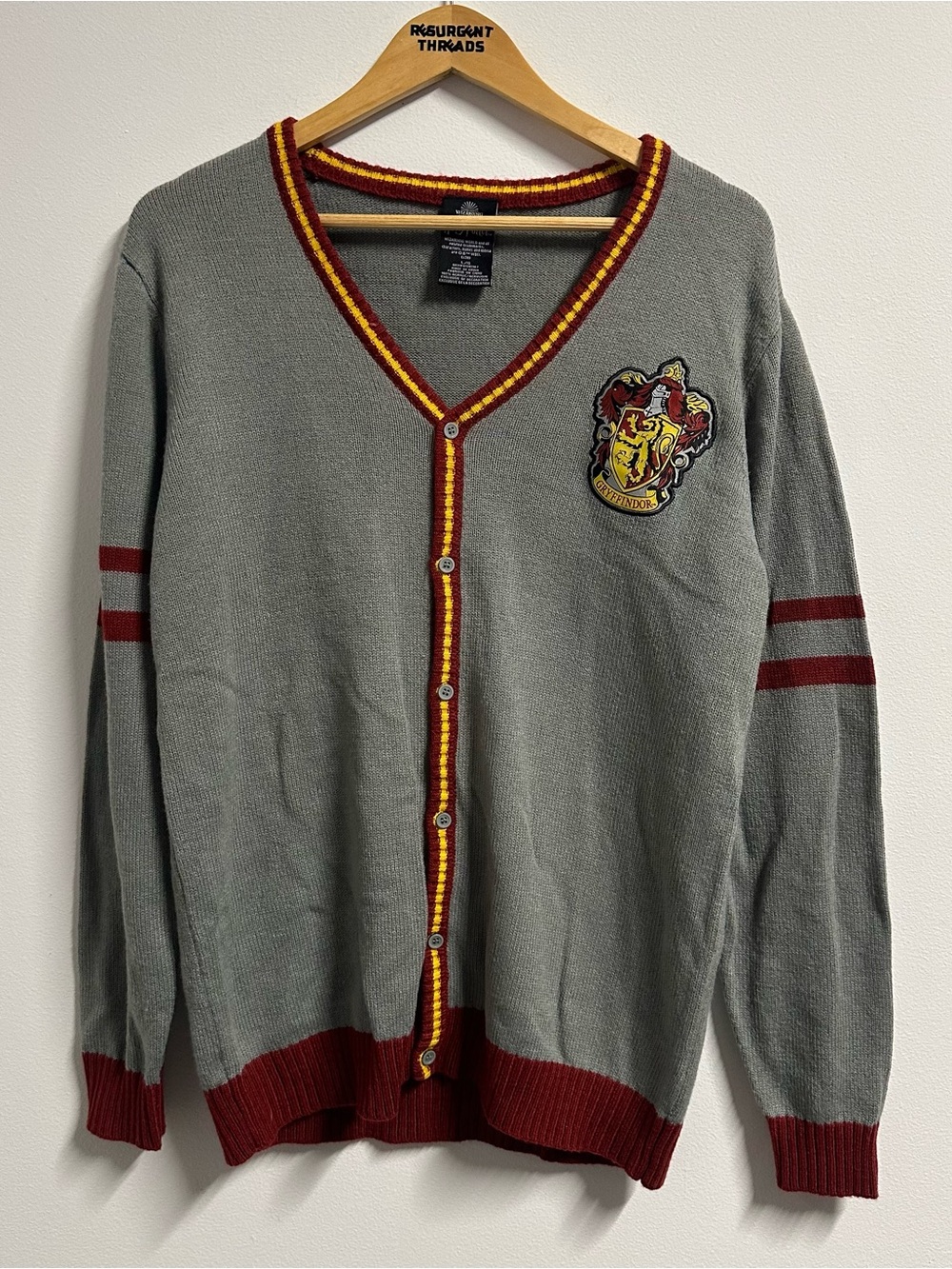Harry Potter Gryffindor Cardigan Sweater Grey Universal Studios Large